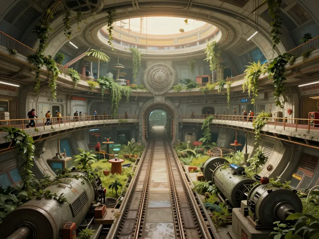 Generation Ship Overgrowth #art #aiart #gallery #scifi