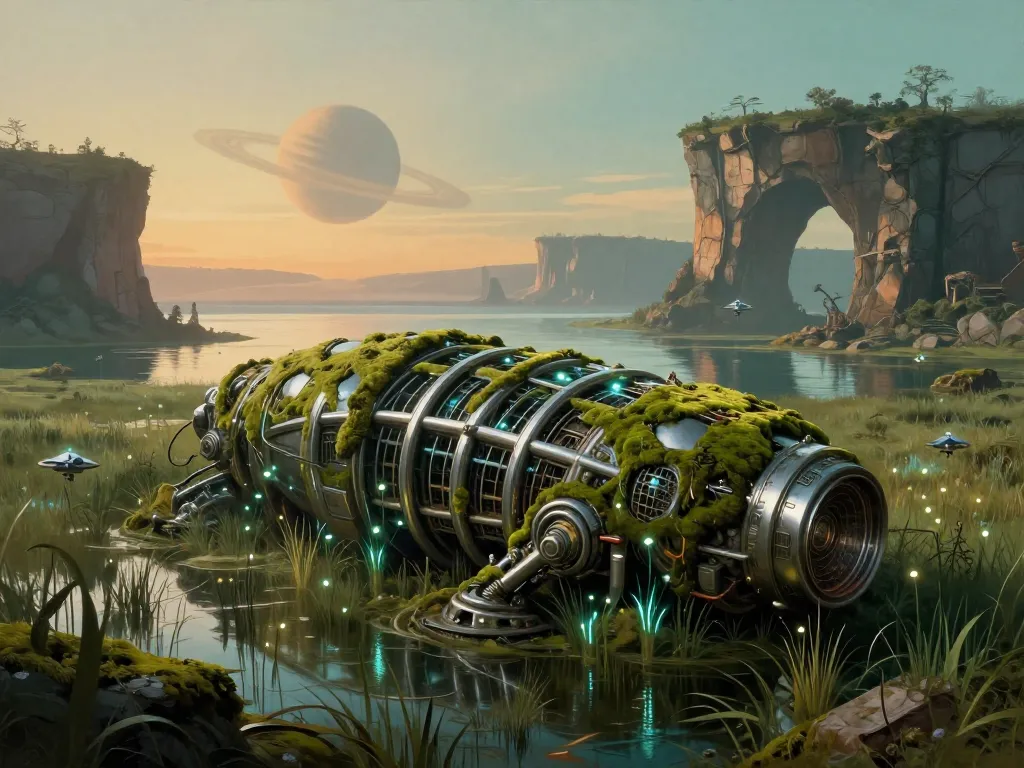 Marsh Terraformer at Dawn #art #aiart #gallery #scifi