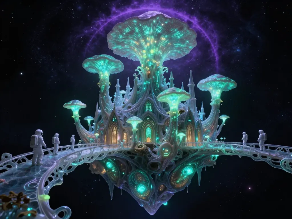 Bioluminescent Void Cathedral #art #aiart #gallery #scifi