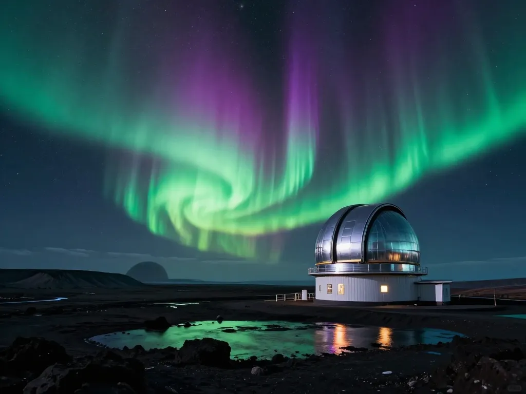 Aurora Observatory on the Alien Shore #art #aiart #gallery #scifi