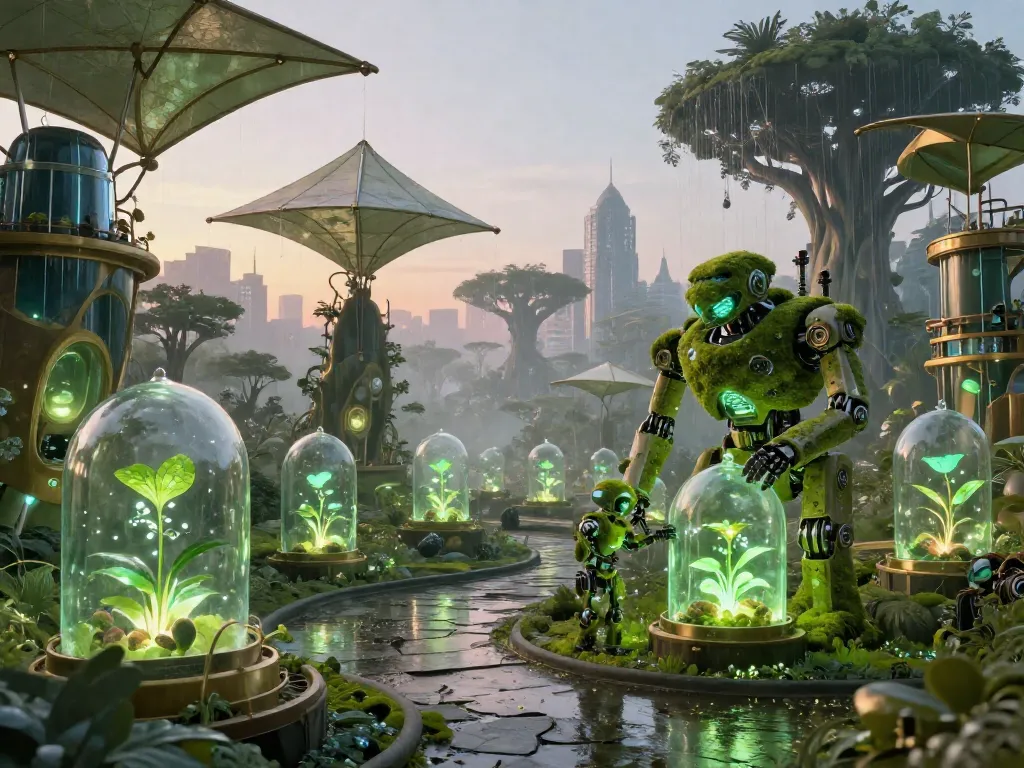 Solarpunk Mech Nursery #art #aiart #gallery #solarpunk