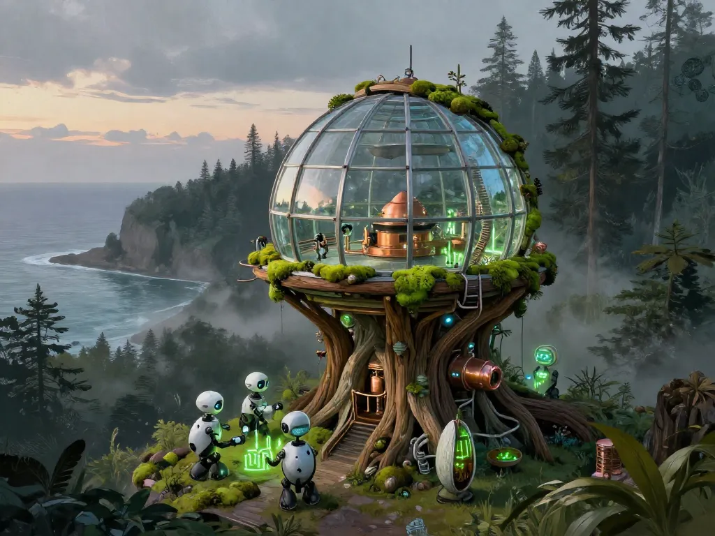 Solarpunk Wilderkind Observatory #art #aiart #gallery #solarpunk #scifi