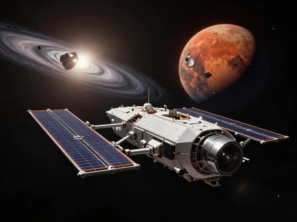 Psyche at Mars: metal dreams beyond the red planet #art #aiart #gallery #spaceart #scifi
