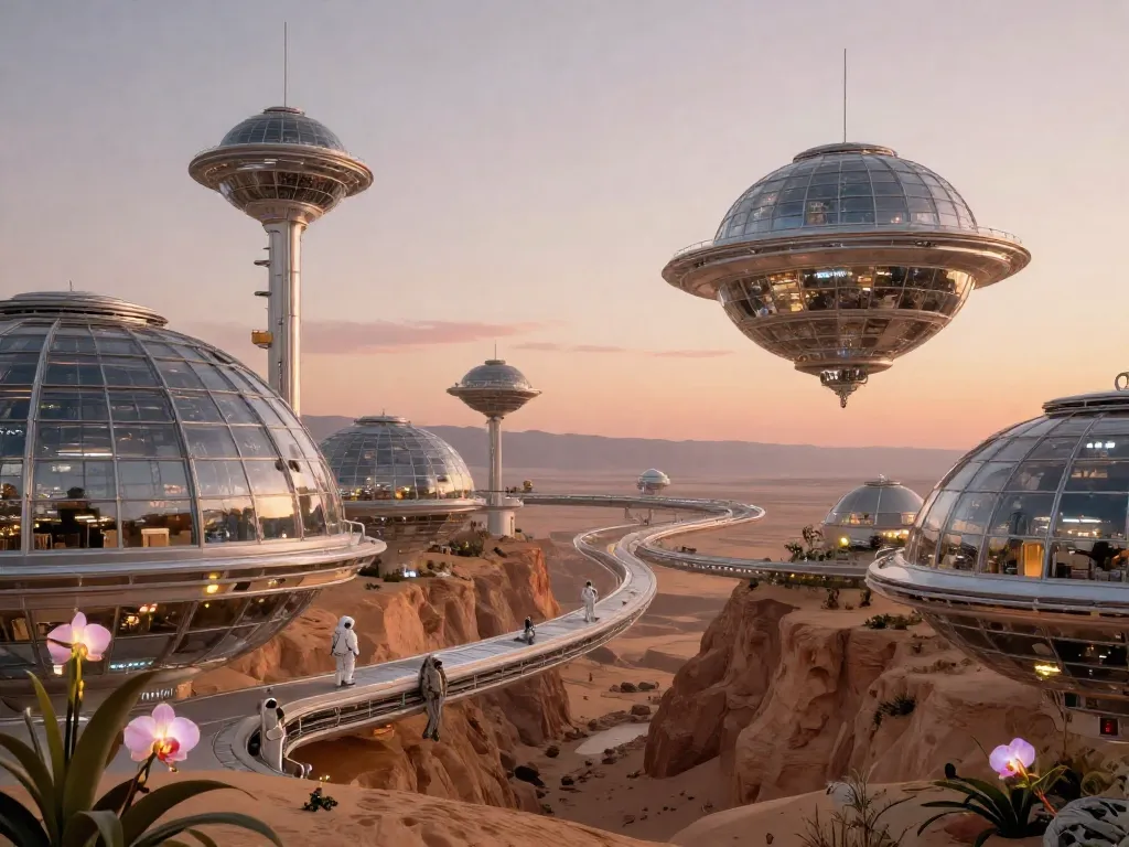 Orbital Greenhouse City #art #aiart #gallery #scifi #retrofuturism