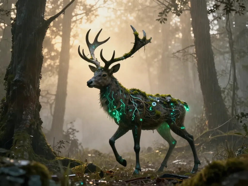 Bioluminescent Wilderkind Stag #art #aiart #gallery #scifi #nature