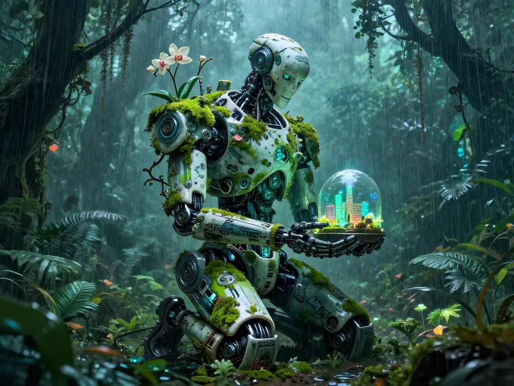 Bioluminescent Conservatory Mech #art #aiart #gallery #scifi #solarpunk