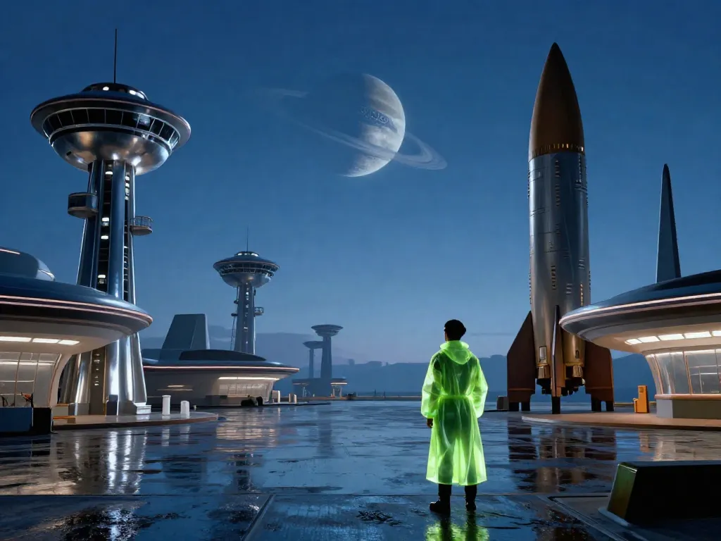 Retro-Futurist Noir Spaceport #art #aiart #gallery #scifi