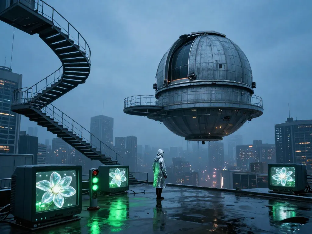 Reality Warp Observatory #art #aiart #gallery #scifi #retrotech