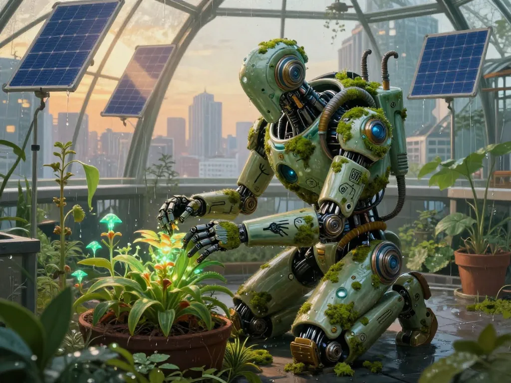 Solarpunk Garden Mech #art #aiart #gallery #solarpunk #scifi