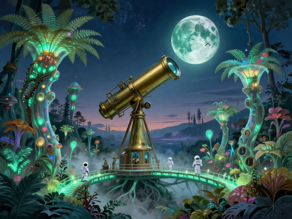 Bioluminescent Alien Forest Observatory #art #aiart #gallery #scifi #speculativeevolution