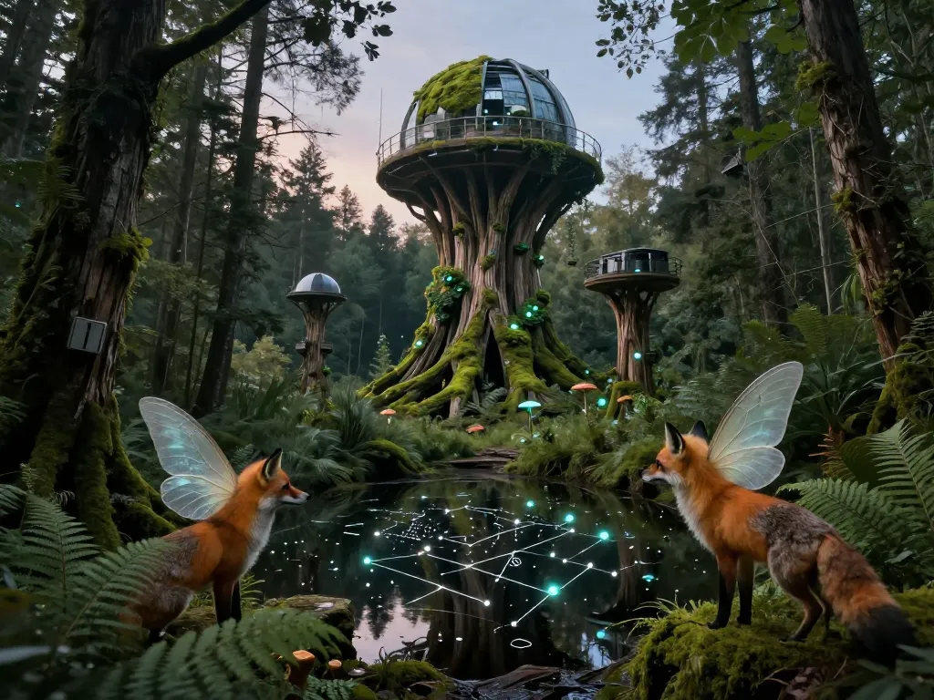 Bioluminescent Forest Observatory #art #aiart #gallery #scifi #fantasy