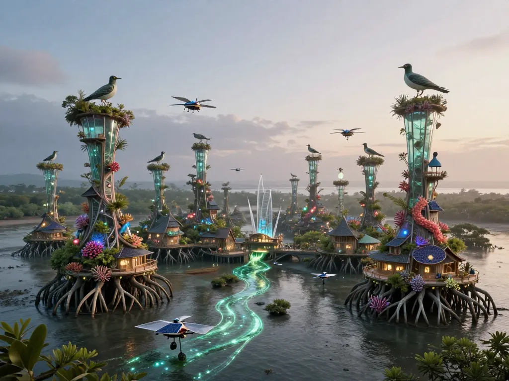 Solarpunk Mangrove Futures #art #aiart #gallery #solarpunk