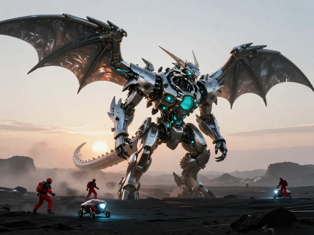 Zirconium Dragon Crossing #art #aiart #gallery #scifi