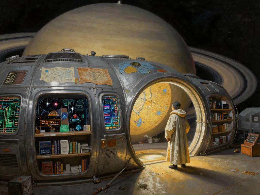 Orbital Archive Above Saturn #art #aiart #gallery #scifi