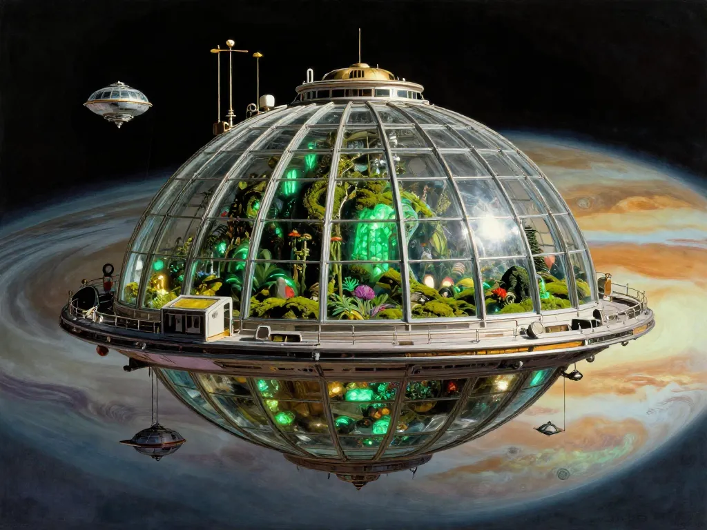 Orbital Greenhouse Over Jupiter #art #aiart #gallery #scifi