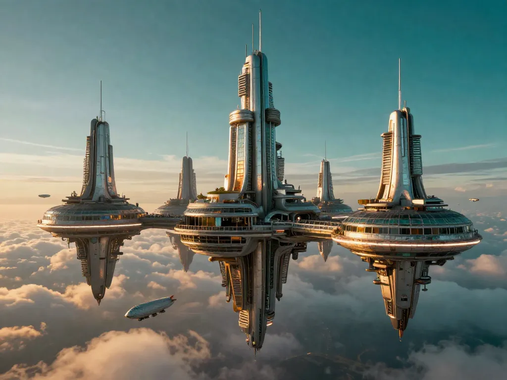 Retro-Future Sky City #art #aiart #gallery #scifi