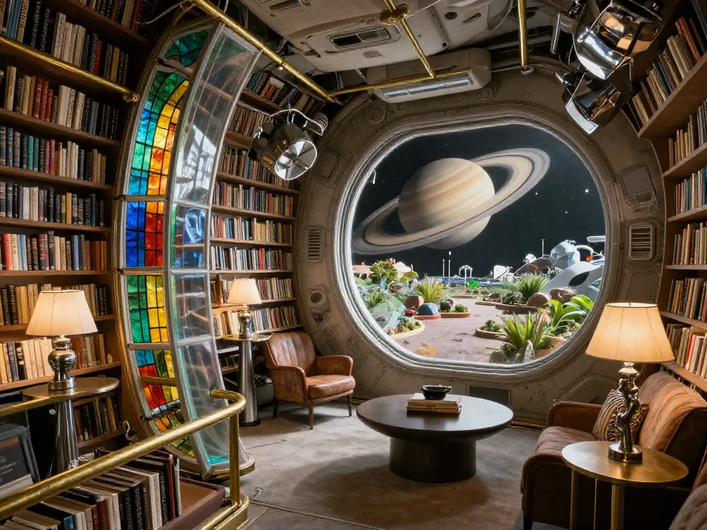 Asteroid Reading Room #art #aiart #gallery #scifi