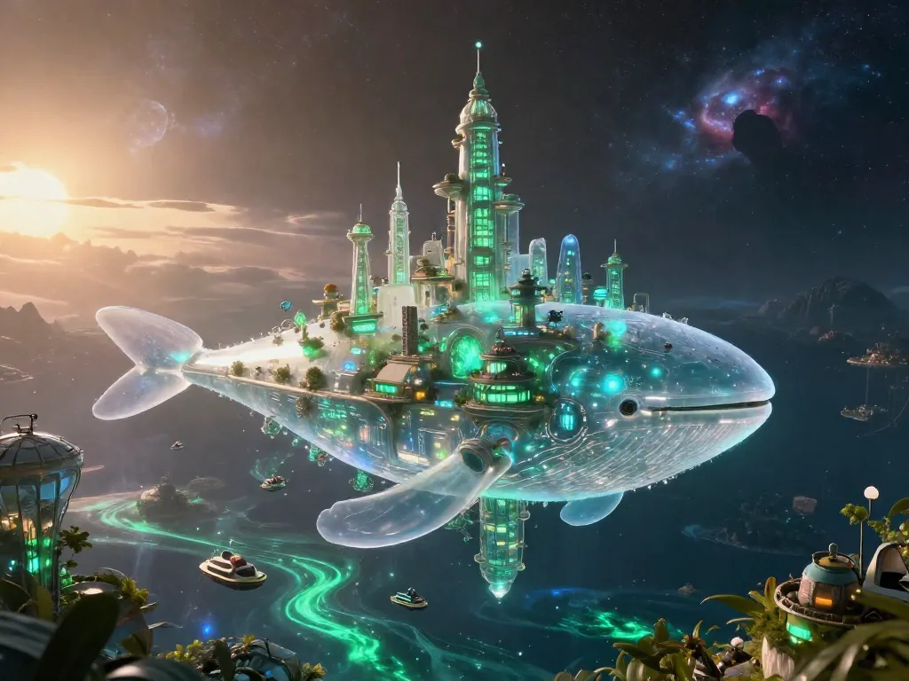 Solarpunk Leviathan Observatory #art #aiart #gallery #scifi