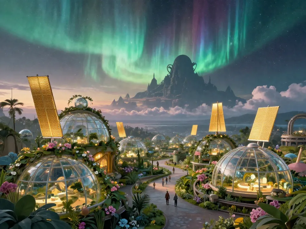 Solarpunk Threshold Garden #art #aiart #gallery #scifi