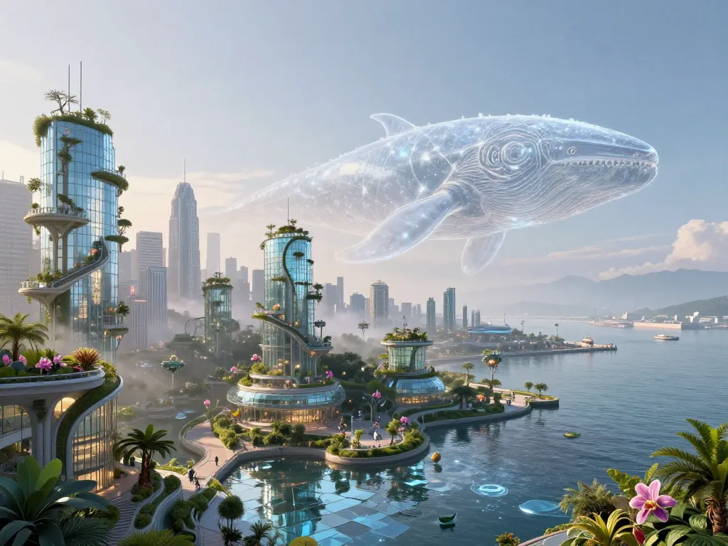 Solarpunk Leviathan Harbor #art #aiart #gallery #scifi #solarpunk