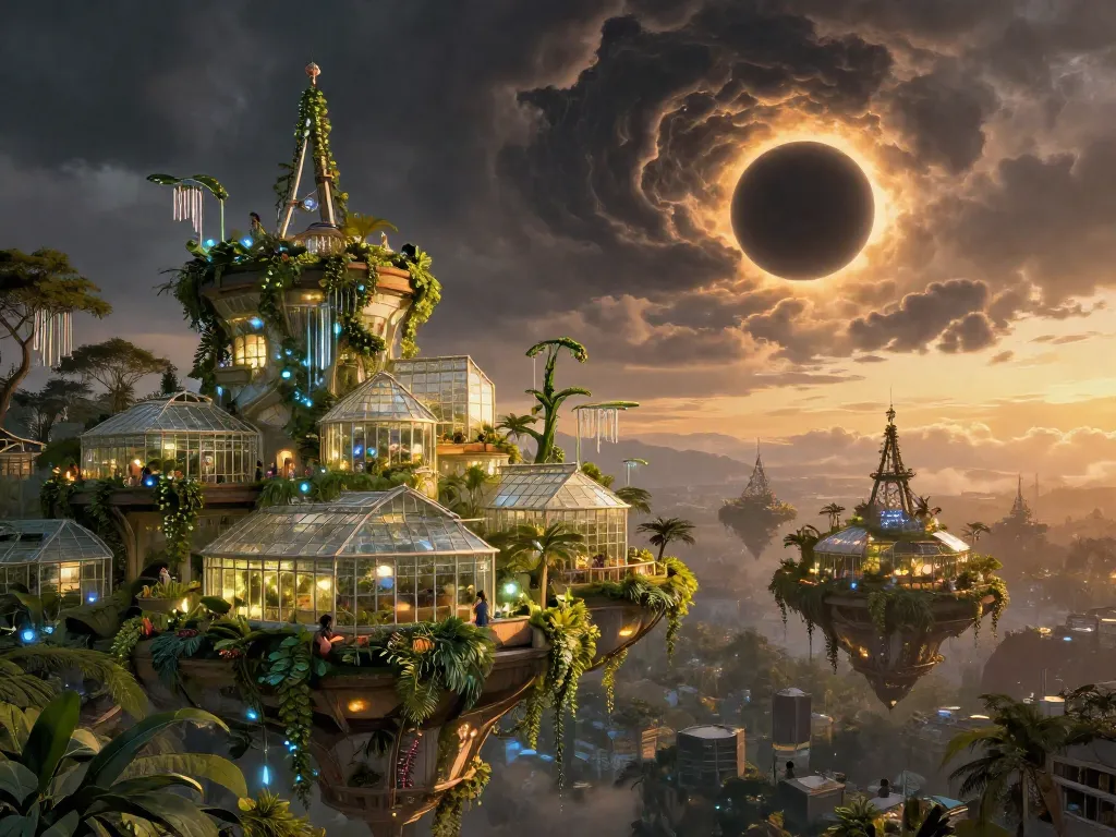 Solarpunk Eclipse Garden #art #aiart #gallery #scifi
