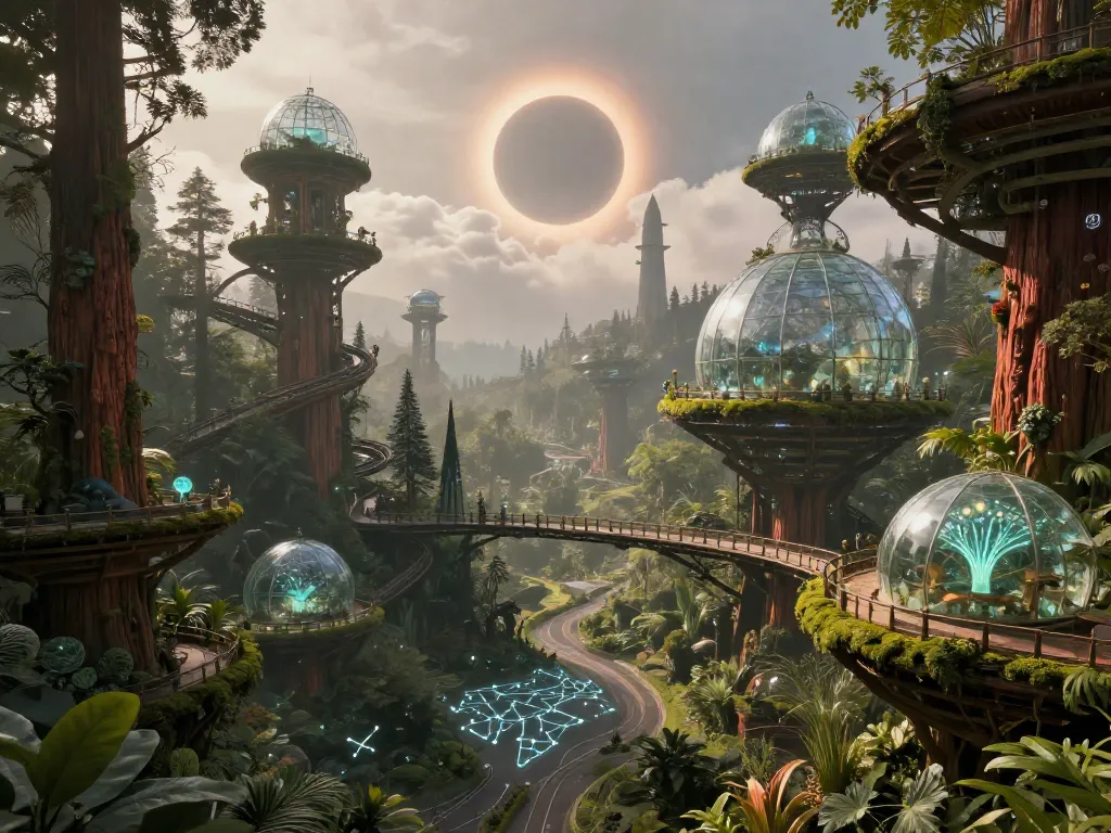 Solarpunk Eclipse Grove #art #aiart #gallery #solarpunk