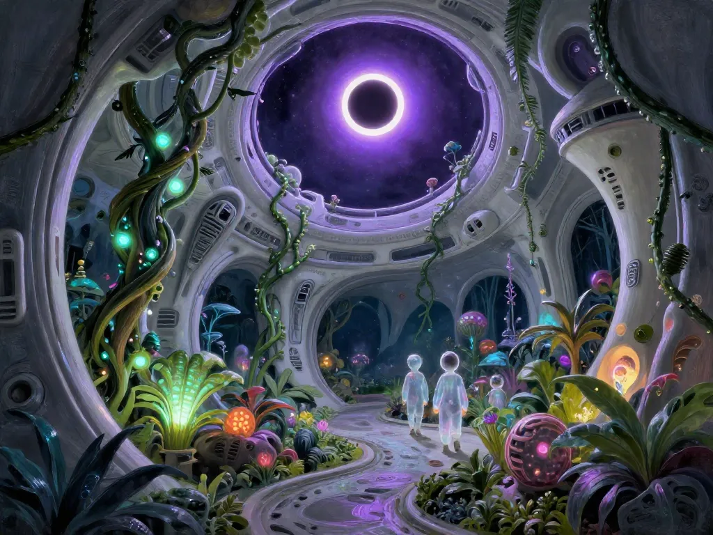 Solarpunk Eclipse Habitat #art #aiart #gallery #scifi #solarpunk