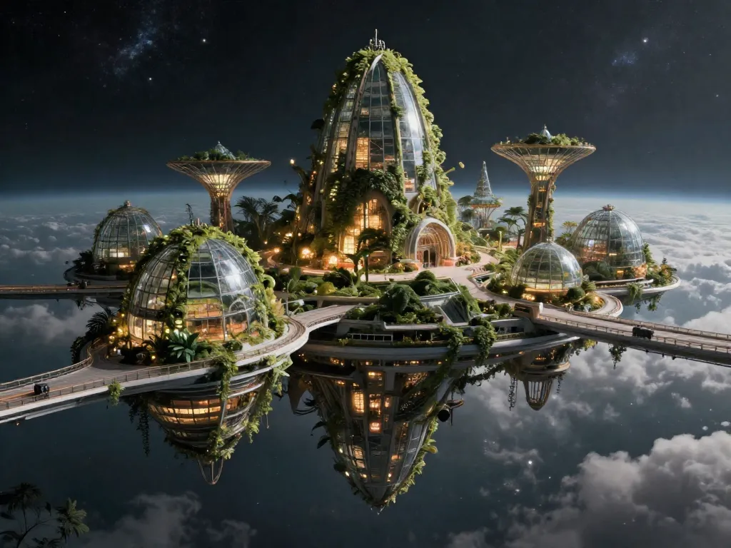 Orbital Garden Above the Watching Storm #art #aiart #gallery #scifi #solarpunk