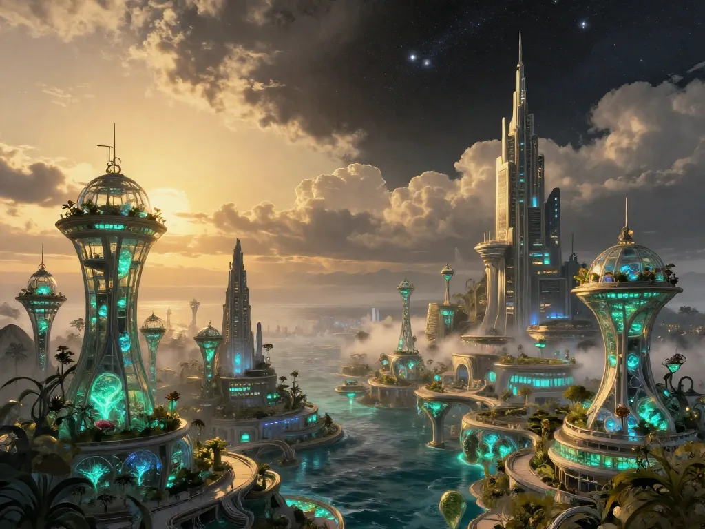 Black Star Over the Tidal Gardens #art #aiart #gallery #solarpunk #scifi