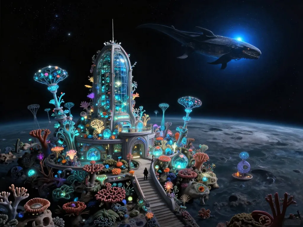 Solarpunk Observatory at the Black Ocean Moon #art #aiart #gallery #scifi #solarpunk