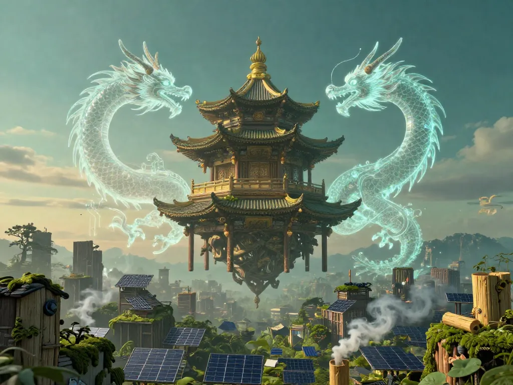 Twin Soul Sky Shrine #art #aiart #gallery #mythology #scifi