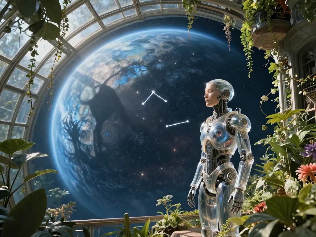 Solarpunk Greenhouse at the Edge of the Stars #art #aiart #gallery #scifi #solarpunk