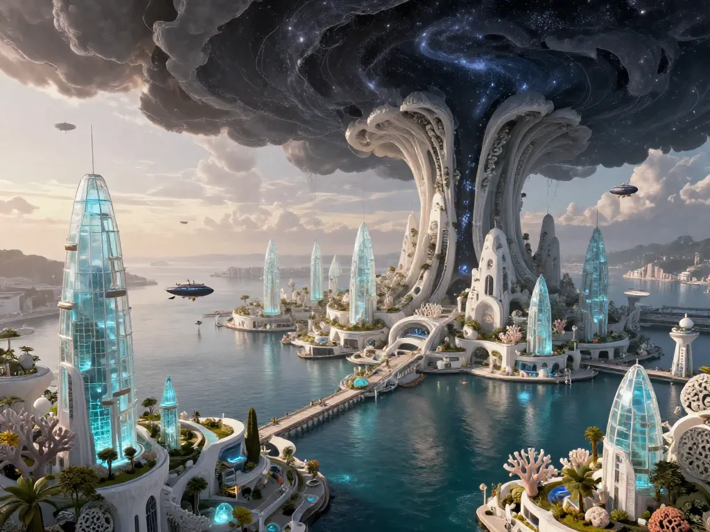 Solarpunk Rift Harbor #art #aiart #gallery #scifi