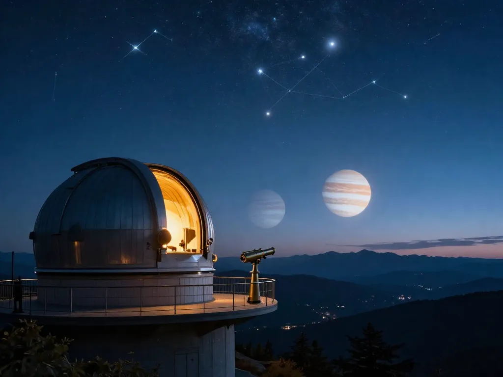 Venus and Jupiter Over the Summer Observatory #art #aiart #gallery #spaceart
