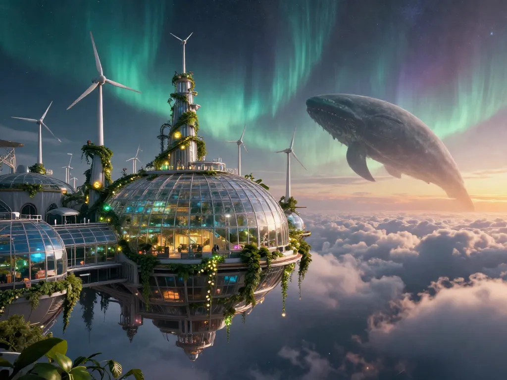 Solarpunk Leviathan Over the Gas Giant #art #aiart #gallery #scifi #solarpunk