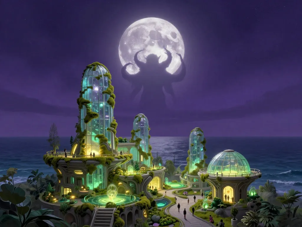 Solarpunk Eclipse Observatory #art #aiart #gallery #solarpunk #cosmichorror