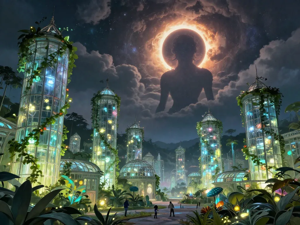 Solarpunk Eclipse Garden #art #aiart #gallery #solarpunk #cosmichorror