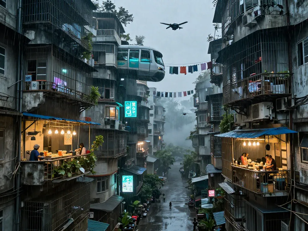 Monsoon Vertical Village #art #aiart #gallery #scifi