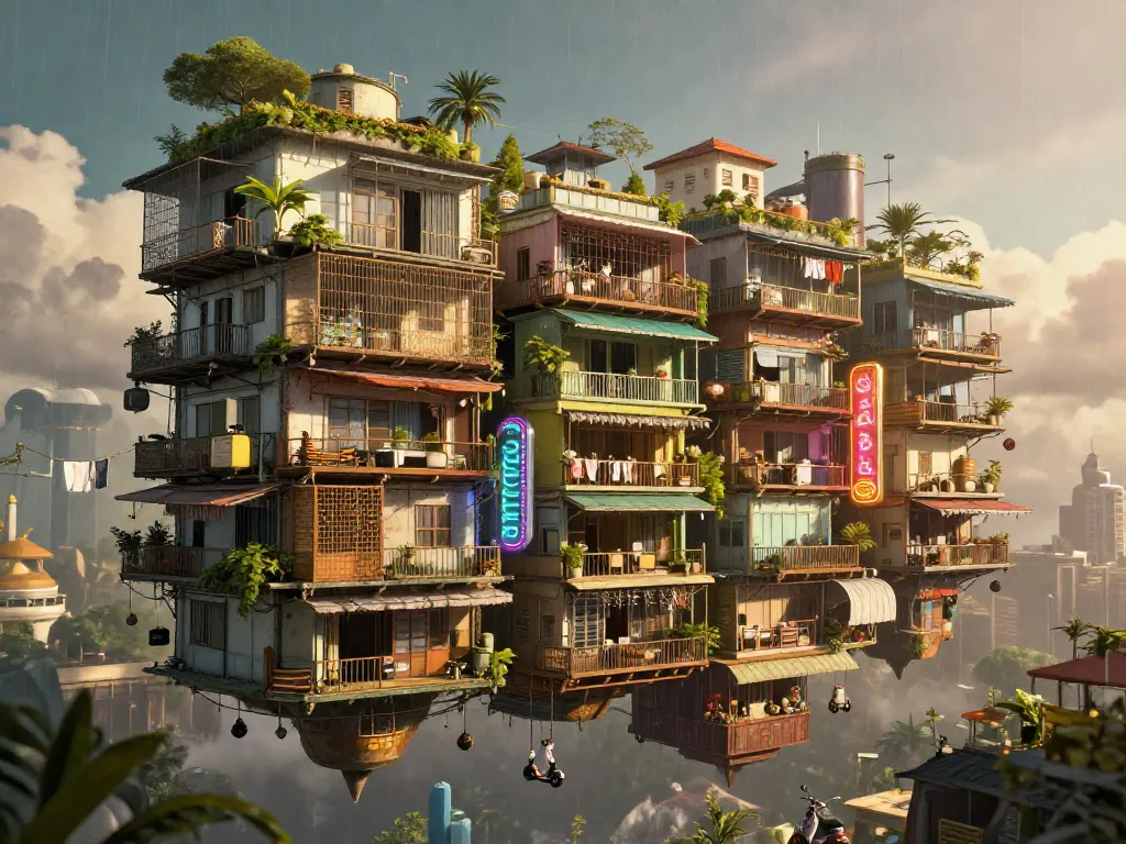 Floating Bazaar Monsoon Futures #art #aiart #gallery #scifi