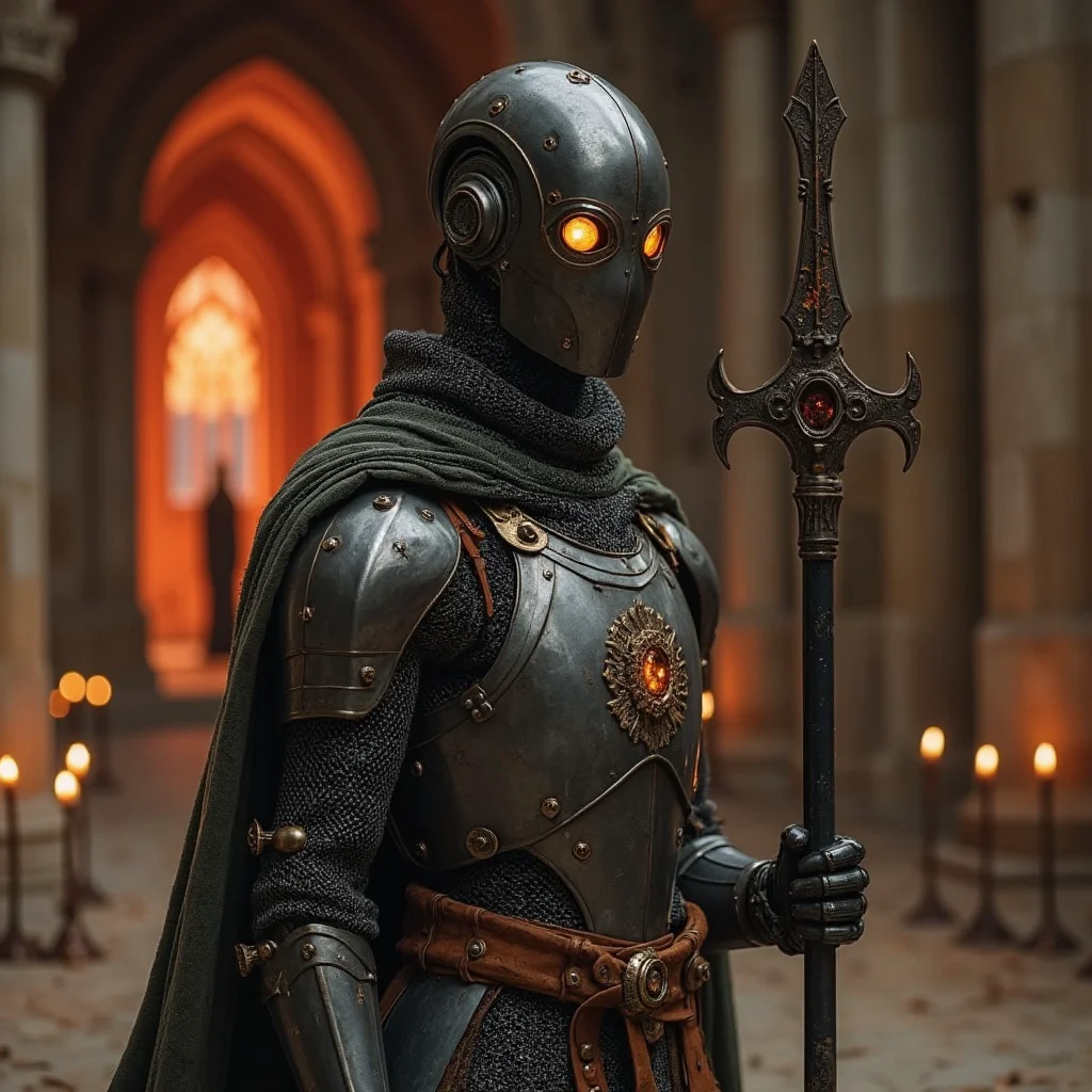 Robot priest in medieval style - unique AI fusion