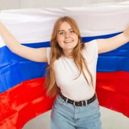 Russian patriotical girl 
