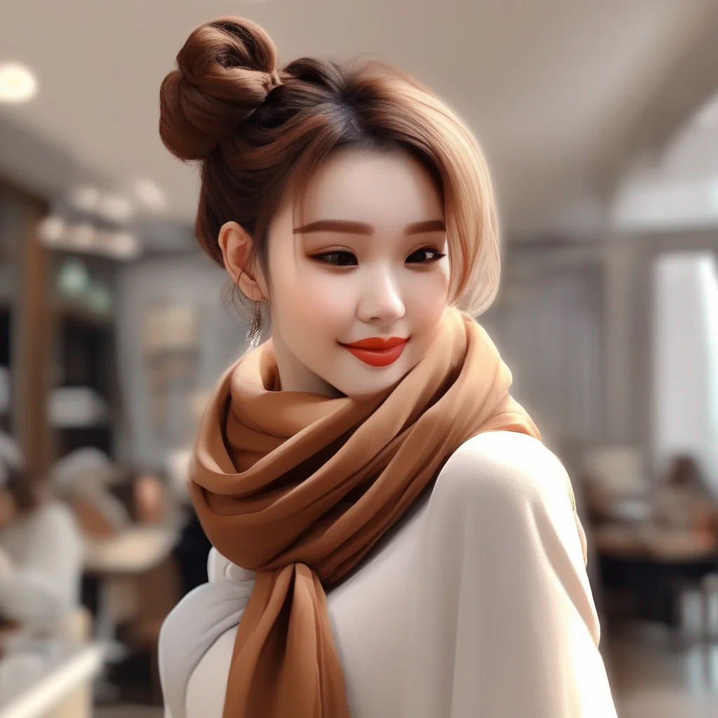 Customer with Scarf