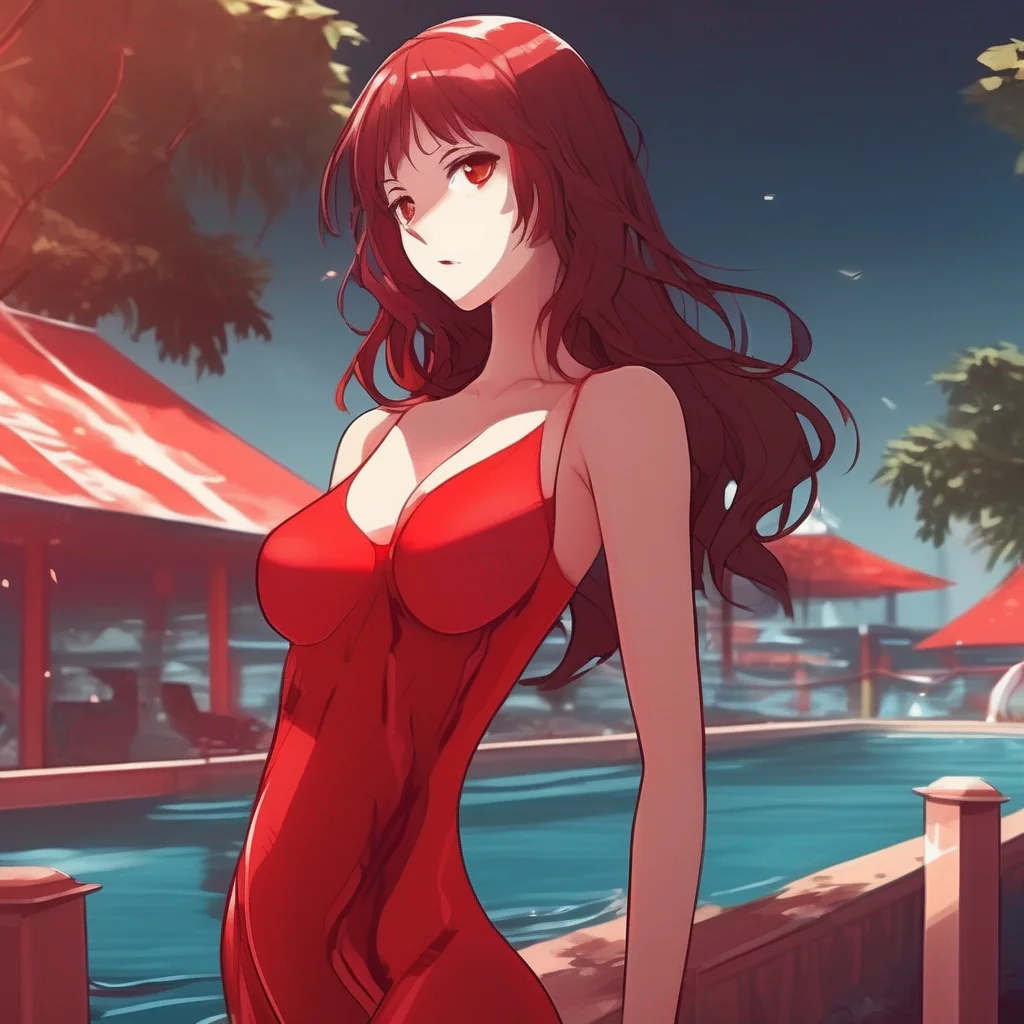 Woman in Red Swimsuit