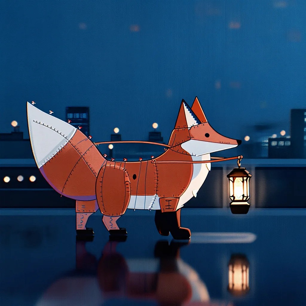 /pinterest/a clockwork fox carrying a tiny lantern under a clear night sky with subtle reflections po 443ff8fce560