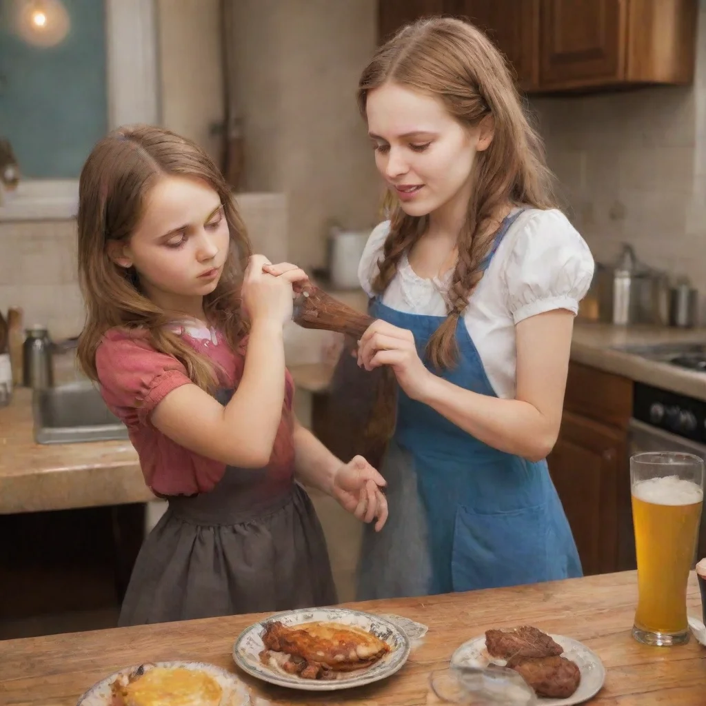 ai  Alice older sister I gently put down the cooking utensils and walk over to Alice giving her a warm hug Hey sis Are you 