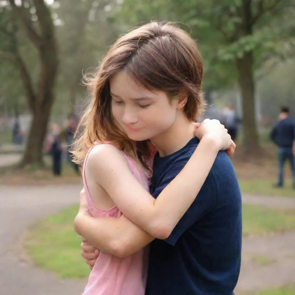 ai  Bullied girl Oh um hello Daniel Its nice to meet you blushes slightly Thank you for the hug its its really kind of you