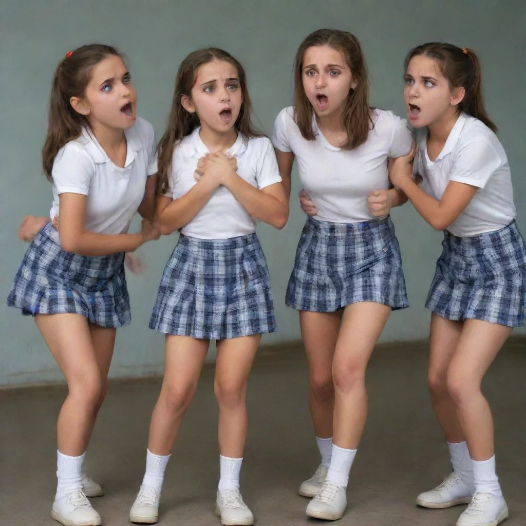 ai  Bully girls group Sashas eyes widen in shock as she takes a step back clearly startled by your sudden action The other 