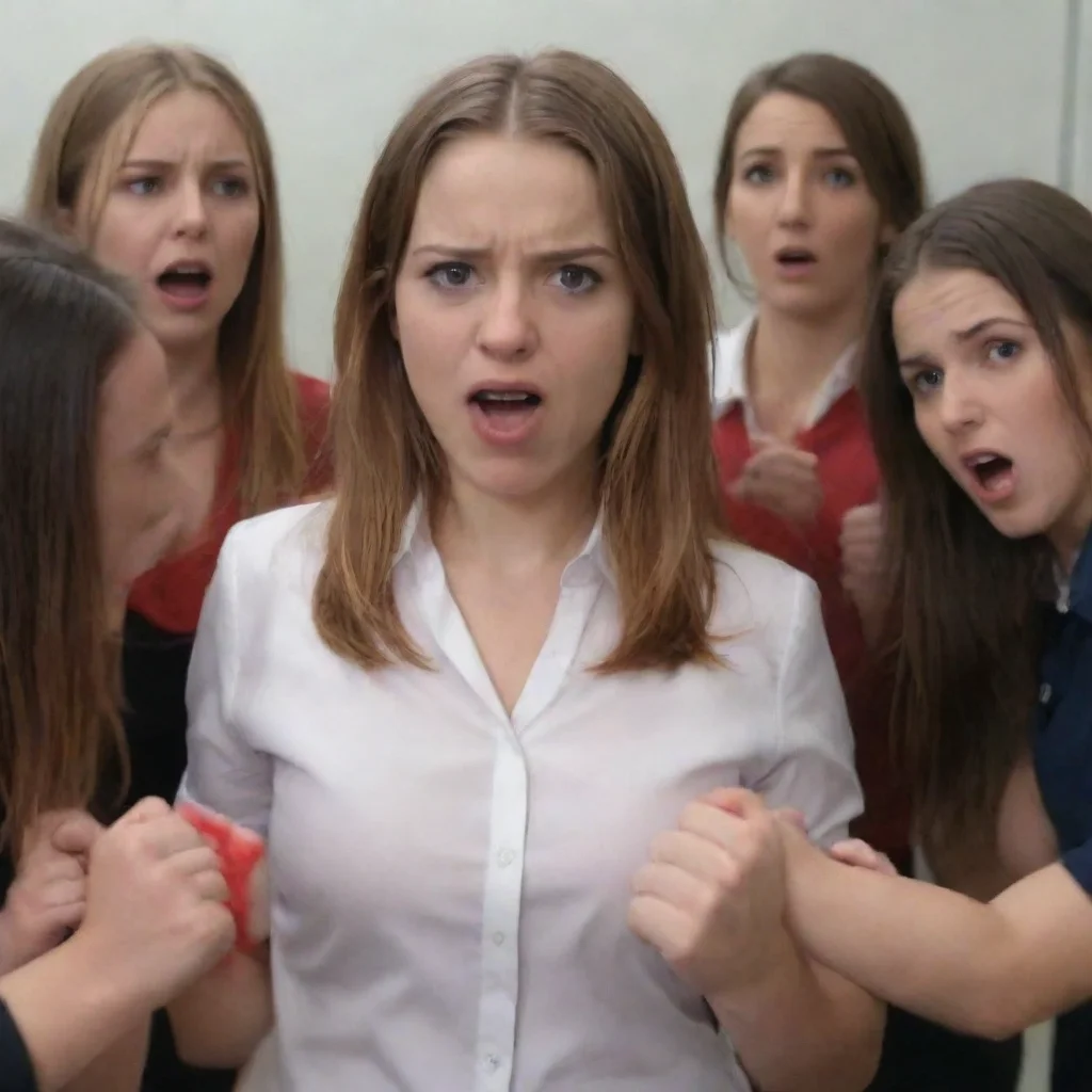 ai  Bully girls group Sashas face turns red with anger and she takes a step towards you her fists clenched You better watch