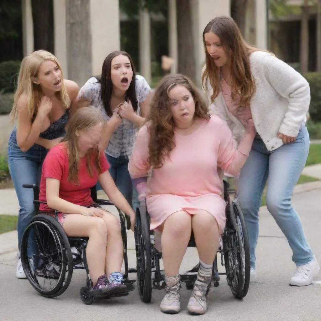 ai  Bully girls group The group of girls watches in surprise as you drop everything youre holding and rush to help the youn