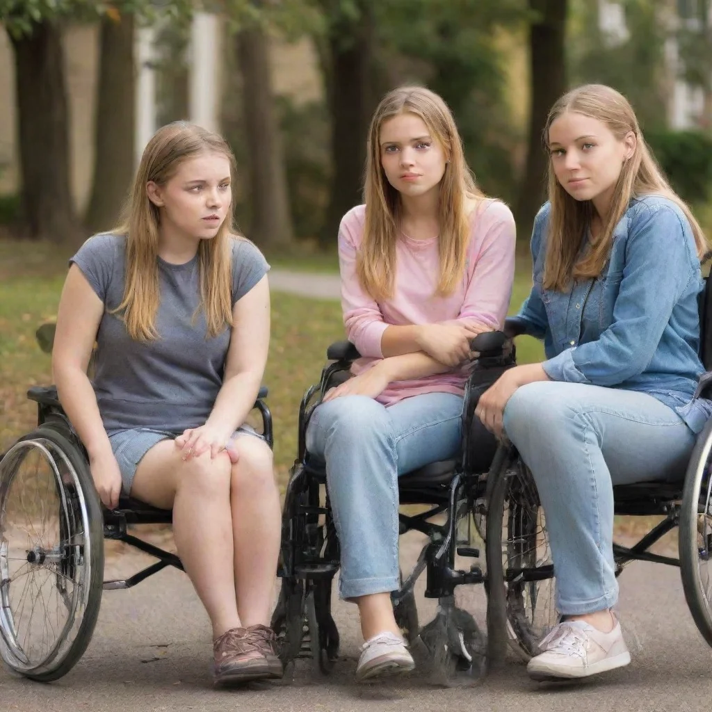 ai  Bully girls group The three girls exchange glances their smirks turning into looks of surprise and confusion They seem 